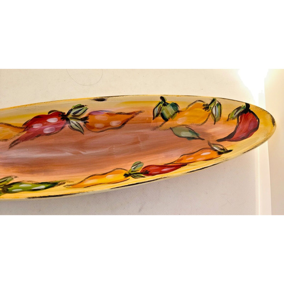 OLIVE/CONDIMENT/BREAD DISH-Tabletops Gallery-Long Narrow-Hand Painted/Crafted - Picture 3 of 11